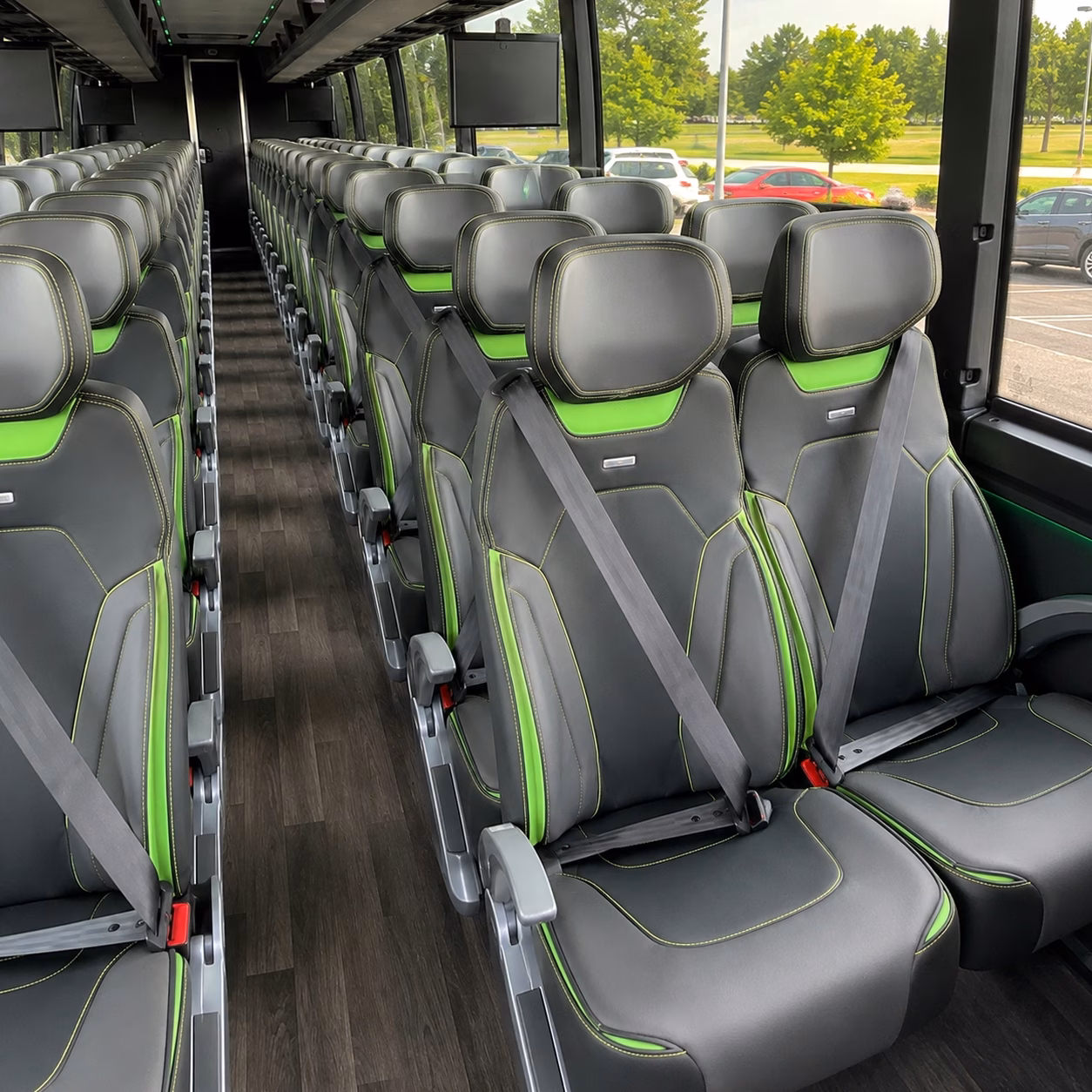 56 passenger charter bus inside